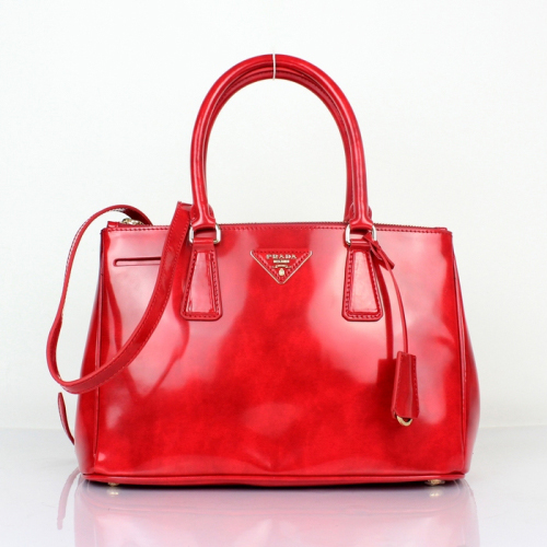 2013 Prada Polished leather Tote Bag 1801 in Red
