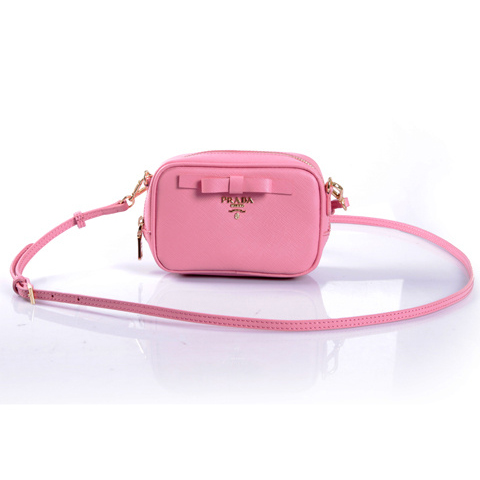 2013 Prada Saffiano Bow Small Shoulder Bag 1N1674 in Cherry pink