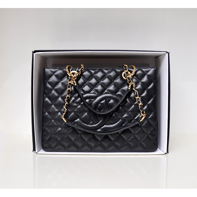 2014 Chanel A50995 Original Caviar Leather Shoulder Bag Black in Gold