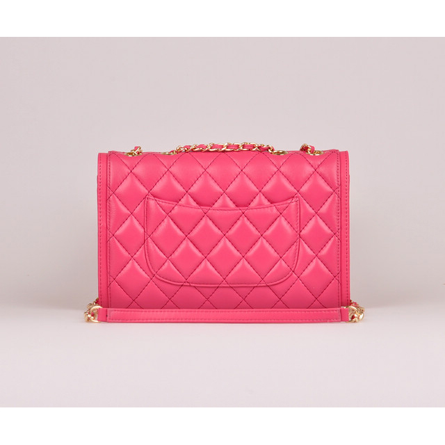 2014 Chanel Classic Flap Bag Rose Sheepskin Leather A25280 Gold