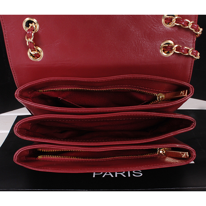 2014 Chanel Classic Flap Bag Sheepskin Leather A0079 Burgundy