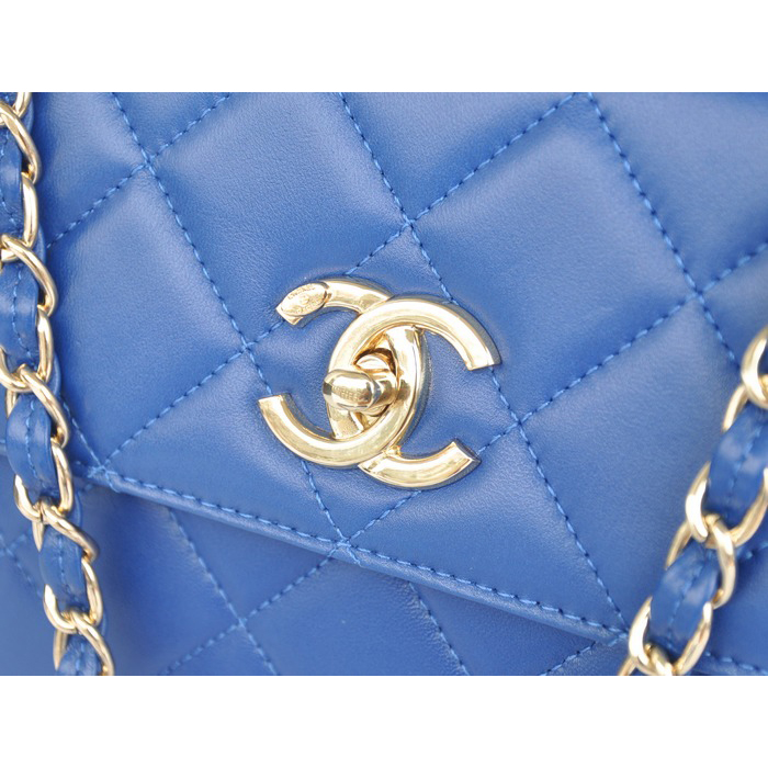 2014 Chanel Classic Top Handle Bag Original Sheepskin Leather A92236 Royal