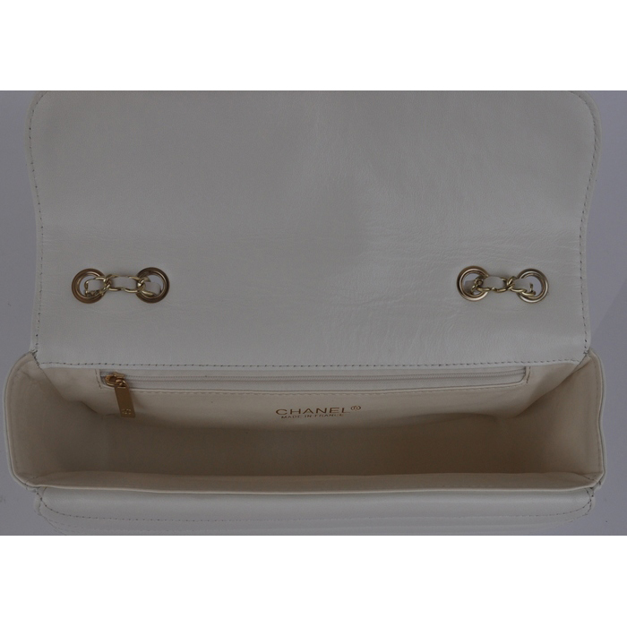 2014 Chanel Flap Shoulder Bag Sheepskin Leather A4026 White