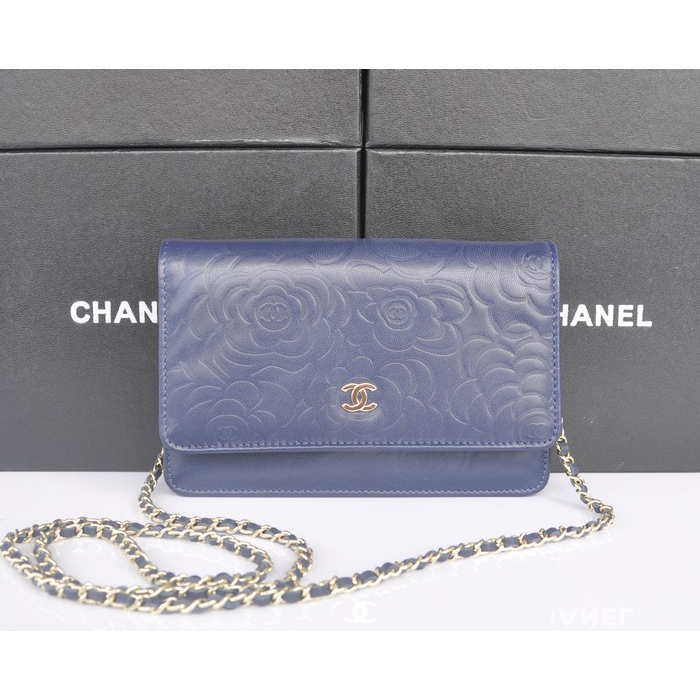 2014 Chanel WOC mini bags Original Camellia Leather A93301 Royal