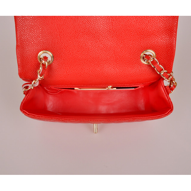 2014 Chanel mini Classic Flap Bag Red Caviar Leather 1117 Gold