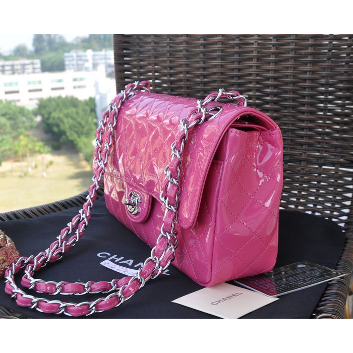 2015 Chanel 2.55 Series Bags Rose Patent Leather 1112 Silver