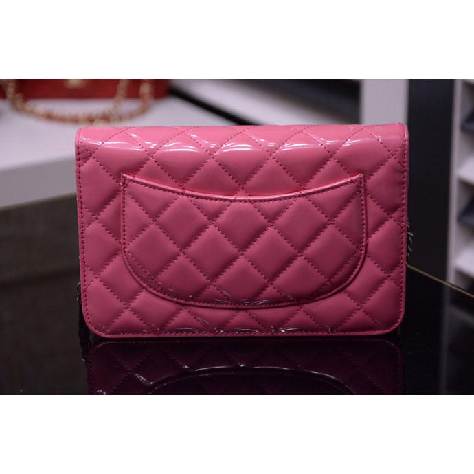 2015 Chanel A33814 Pink Original Patent Leather mini Flap Bag Silver