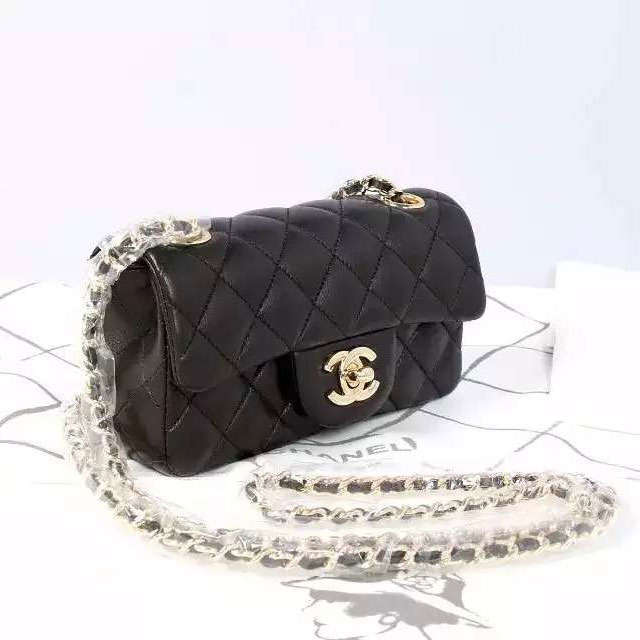 2015 Chanel Classic Flap Bag Original Sheepskin Leather A6035 Black
