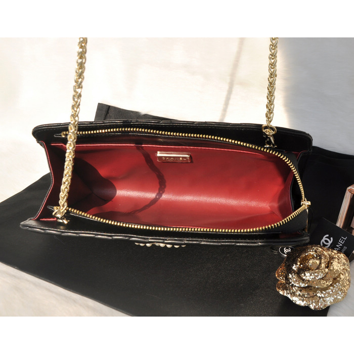 2015 Chanel Clutch Shoulder Bag Sheepskin Leather A94306 Black