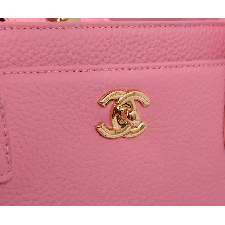 2015 Chanel Pink Original leather Tote Shoulder Bag A67007 with Gold