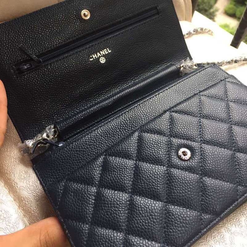 2015 Chanel WOC mini Flap Bag Royalblue Original Caviar leather A33808