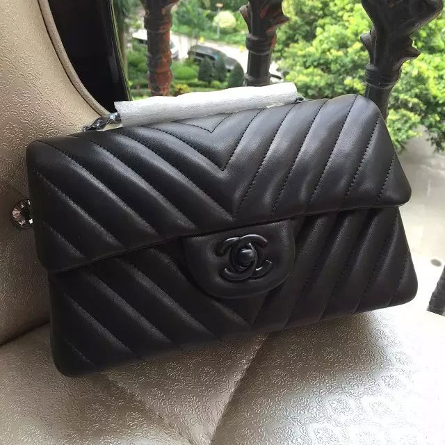 2015 Chanel mini Classic Flap Bag Rose Original Sheekskin A1116 Polished hardware