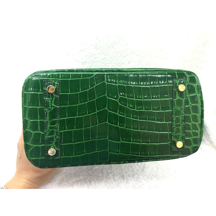 2015 Hermes Birkin 25cm Crocodile stripes Leather Handbag H25 Green