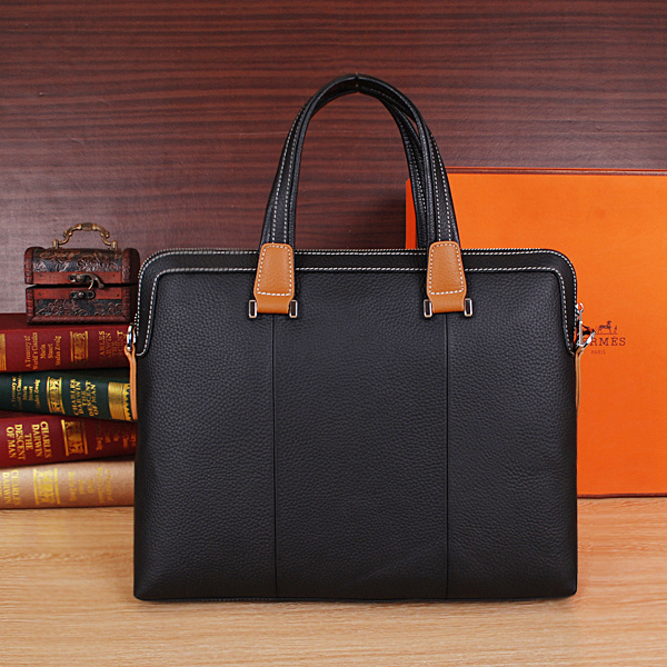 2015 Hermes Briefcase bag Original Calf Leather H8633 Black