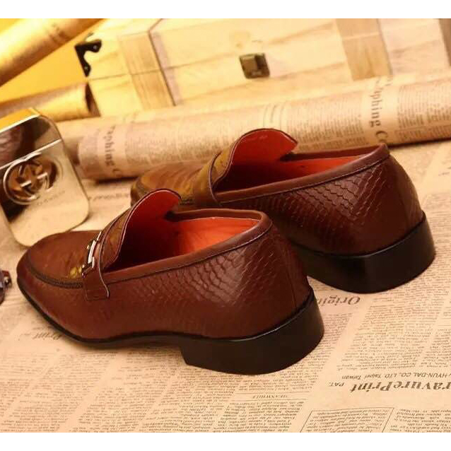 2015 Hermes men business shoes in Snakeskin stripe leather