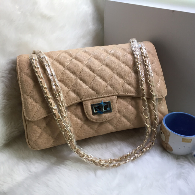 2016 Chanel A58600 Caviar leather Classic Flap Bag in Apricot with Gold