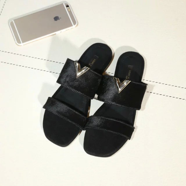 2016 New Louis vitton women Slippers in horse hair