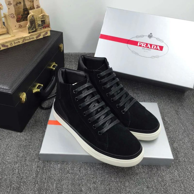 2016 Prada Nubuck leather men Lace-up sneaker shoes