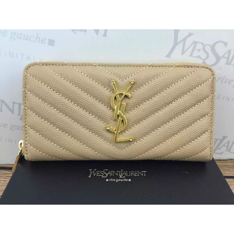 2016 YSL Zippy Wallet Original Caviar leather 241150 Apricot