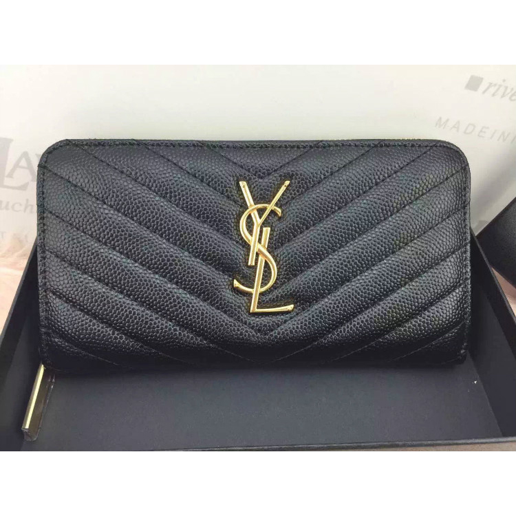 2016 YSL Zippy Wallet Original Caviar leather 241150 Black