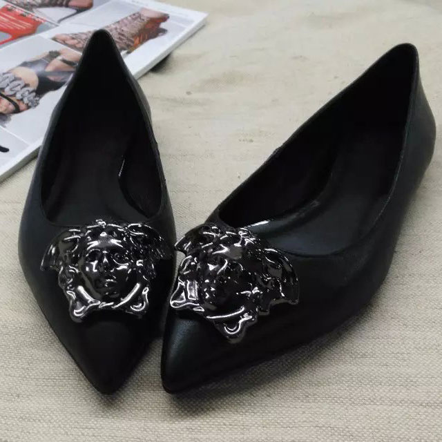 2016 versace women Flats shoes in Calfskin leather