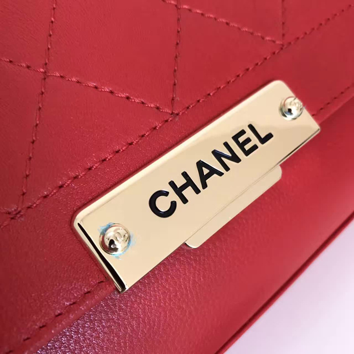 2017 Chanel Shoulder Tote Bag Original Deer Leather A93702 Red