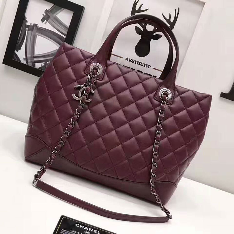 2017 Chanel Shoulder Tote bag Original Sheepskin Leather A30900 Claret