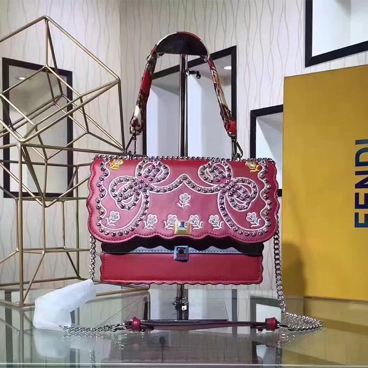 2017 Fendi KAN I handbag in calfskin leather A6205388