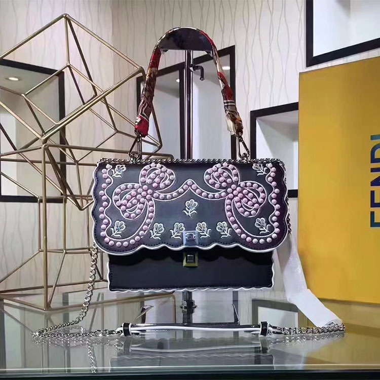 2017 Fendi KAN I handbag in calfskin leather A6205388