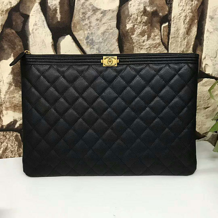 2018 Chanel Banquet Clutch Original Caviar Leather A80560 Black