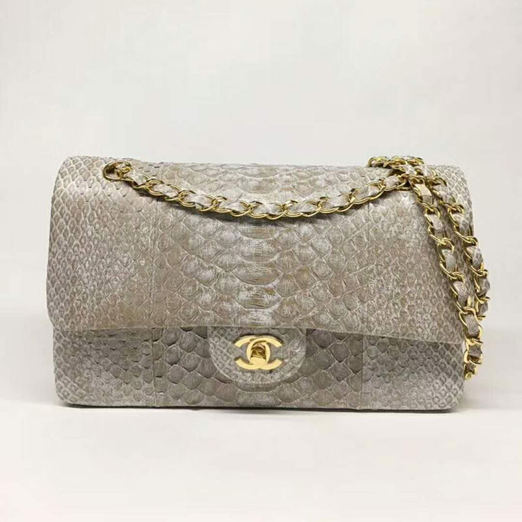 2018 Chanel Classic Flap Bag Original Python Leather