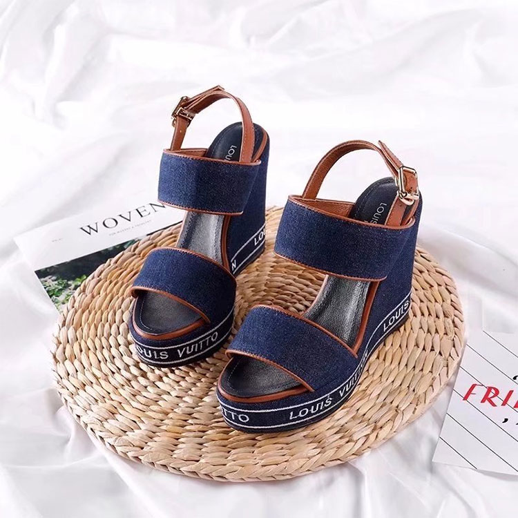 2018 Louis vitton women Sandal in denim Heel 12cm