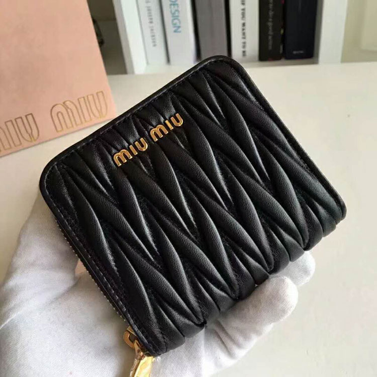 2018 Miu Miu MADRAS GOAT LEATHER WALLET