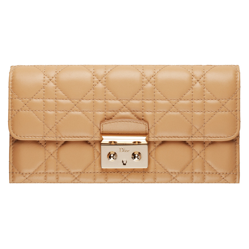 Beige leather Miss Dior wallet