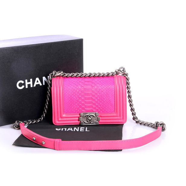 Boy Chanel Flap Shoulder Bag Genuine Python Leather A37006 Rose