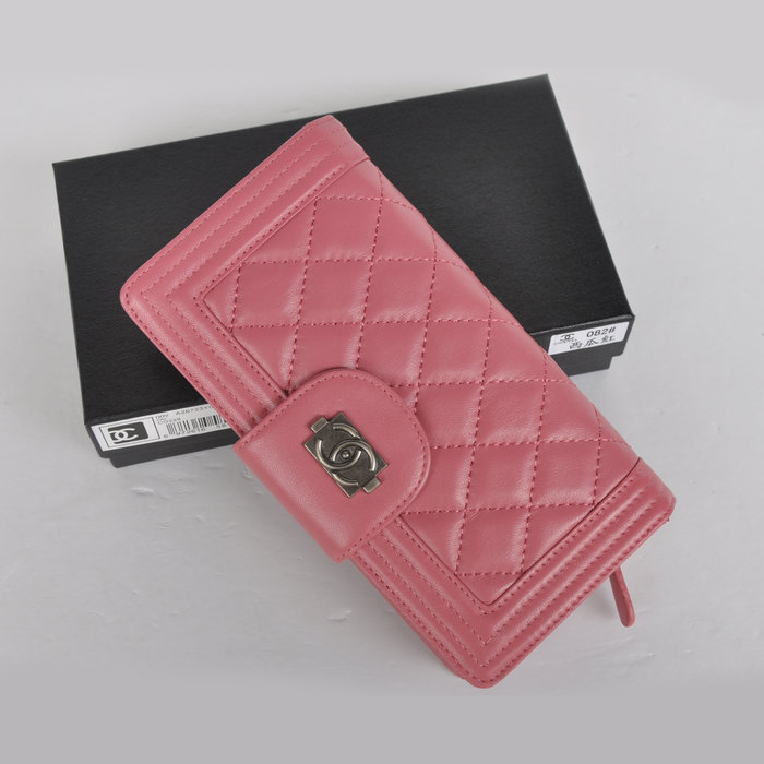 Boy Chanel Matelasse Continental Wallet A082 Pink