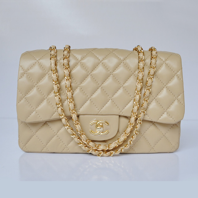 Chanel A28600 Sheepskin Leather Classic Flap Bag in Apricot with Gold