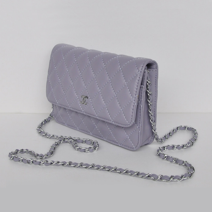 Chanel A33814 Sheepskin Leather Flap Bag Light Blue in Silver