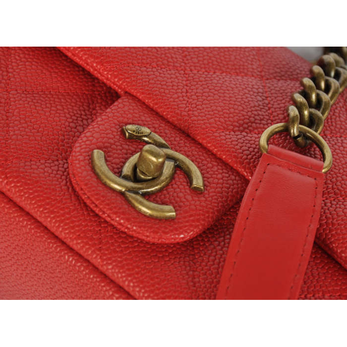 Chanel Classic Caviar leather Top Flap Bag A67622 Red