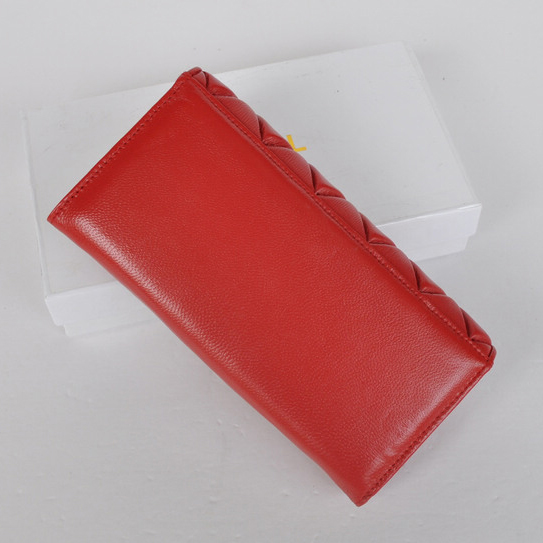 Chanel Lambskin Leather Bi-Fold Wallet C0901 Red