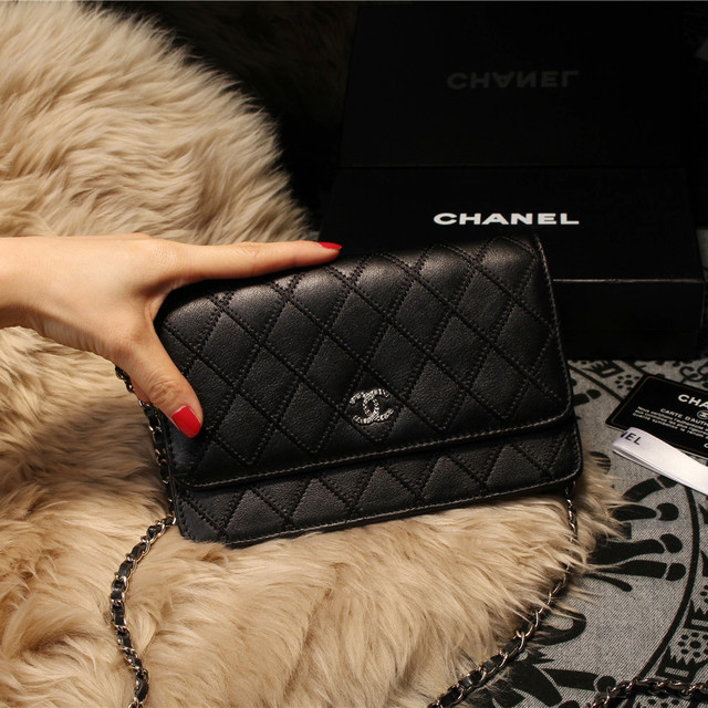 Chanel Matelasse Wallet Sheepskin Leater A80138 Black