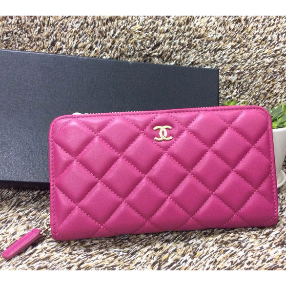 Chanel Matelasse Zip Around Wallet Sheepskin leather A50071 Rose