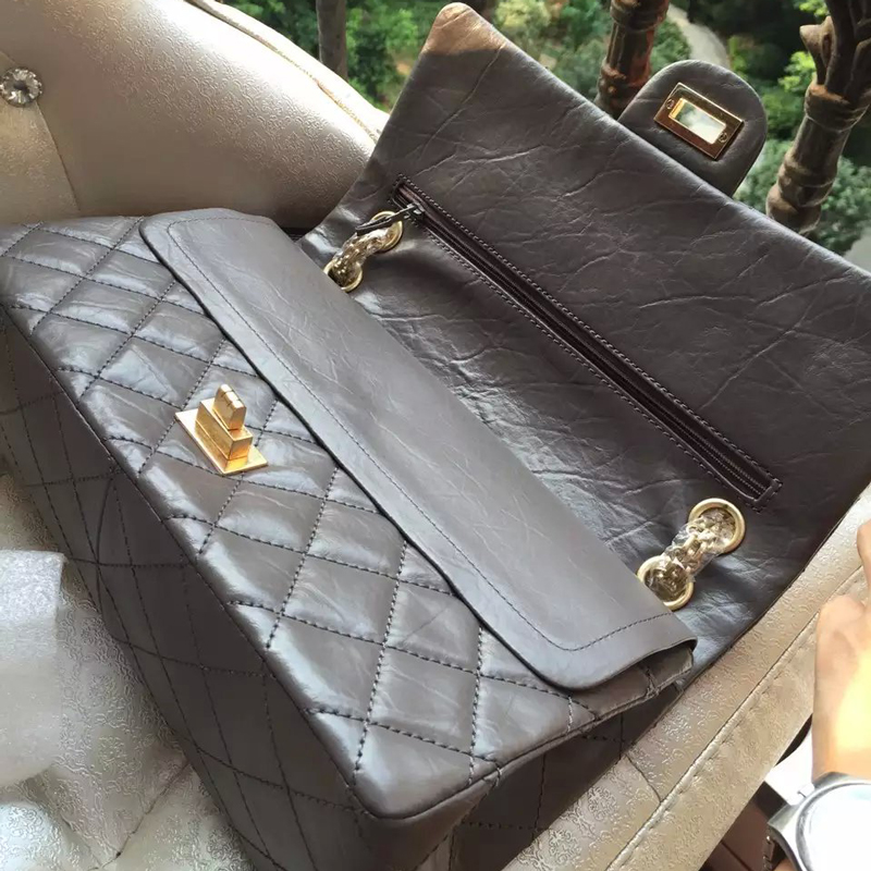 Chanel Original Glazed Crackled Leather Classic Flap Bag A30227 Gray Gold