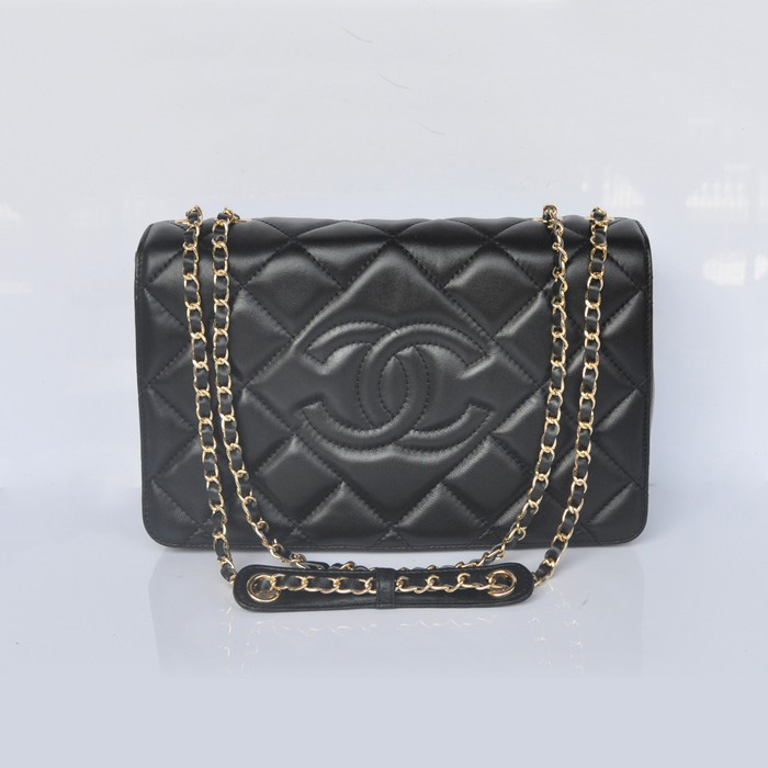Chanel Sheepskin Leather Flap Shoulder Bag A67748 Black