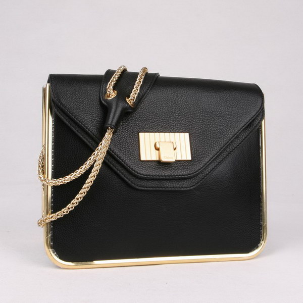Chloe Sally Shoulder Bags Calf Leather Black 508914