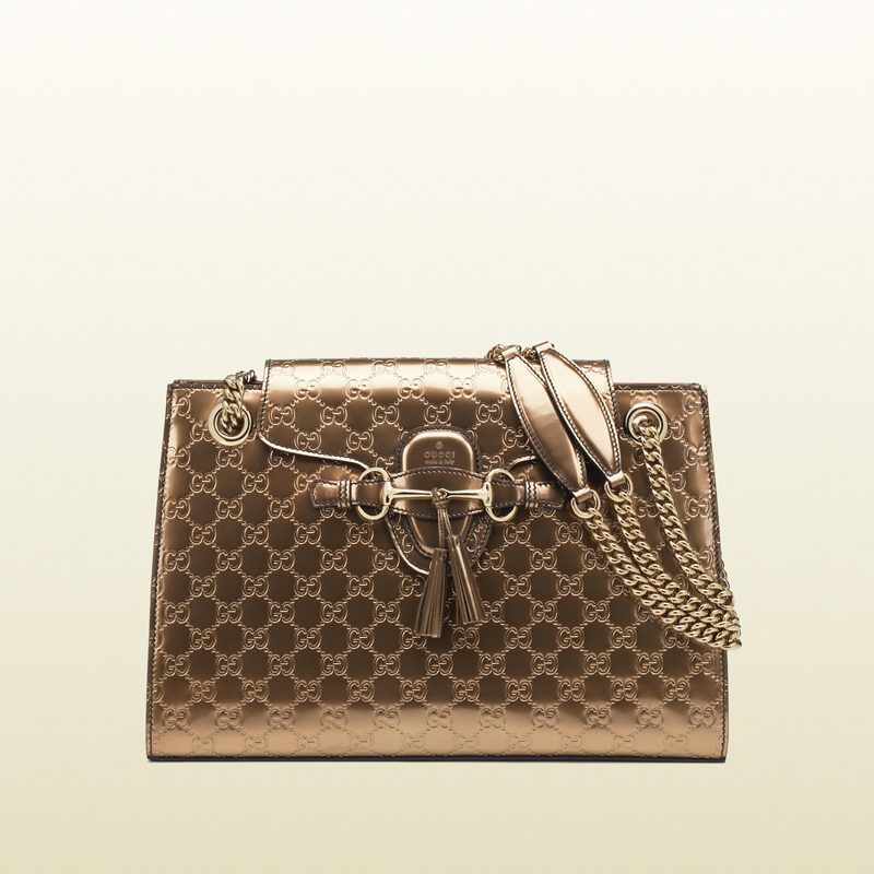 Emily maple brown guccissima leather chain shoulder bag