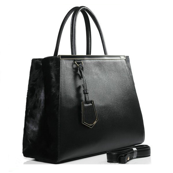 Fendi 2Jours Medium Tote Bag Horsehair 2552M Black