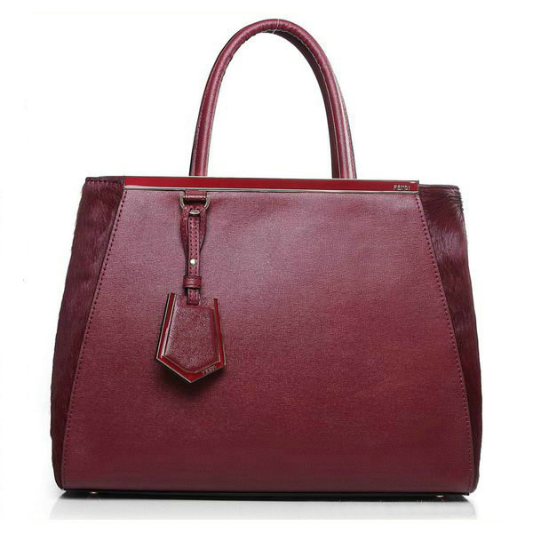 Fendi 2Jours Medium Tote Bag Horsehair 2552M Bordeaux