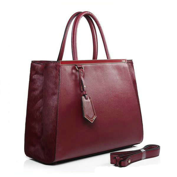 Fendi 2Jours Medium Tote Bag Horsehair 2552M Bordeaux