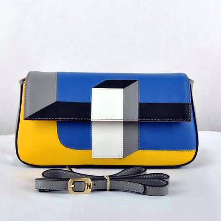 Fendi Multicolour Baguette Pouchette Clutch F2559 Blue